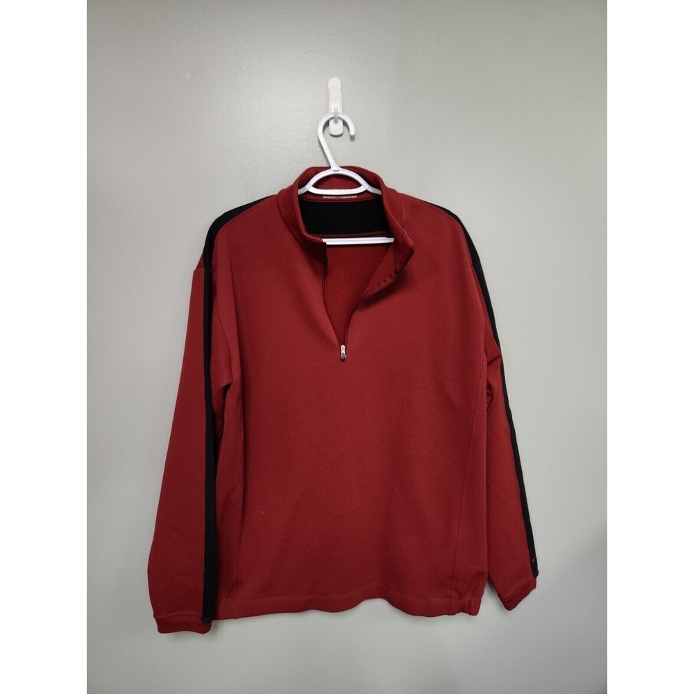 Nike Golf Fit Therma Mens Large Red Black Half Zip Fleece Pullover‎ Sweatshirt